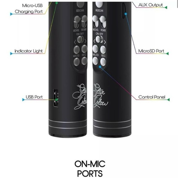 Glam Nation Star Glow LEF Karaoke Microphone & Speaker Bluetooth, Popsolo, NIP - Picture 2 of 8